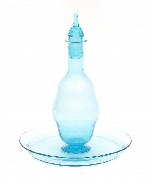 Jaap Gidding comparable auction result: jaap gidding 1887 1955 a rare light blue glass liquor bottle and stopper produced by glasfab