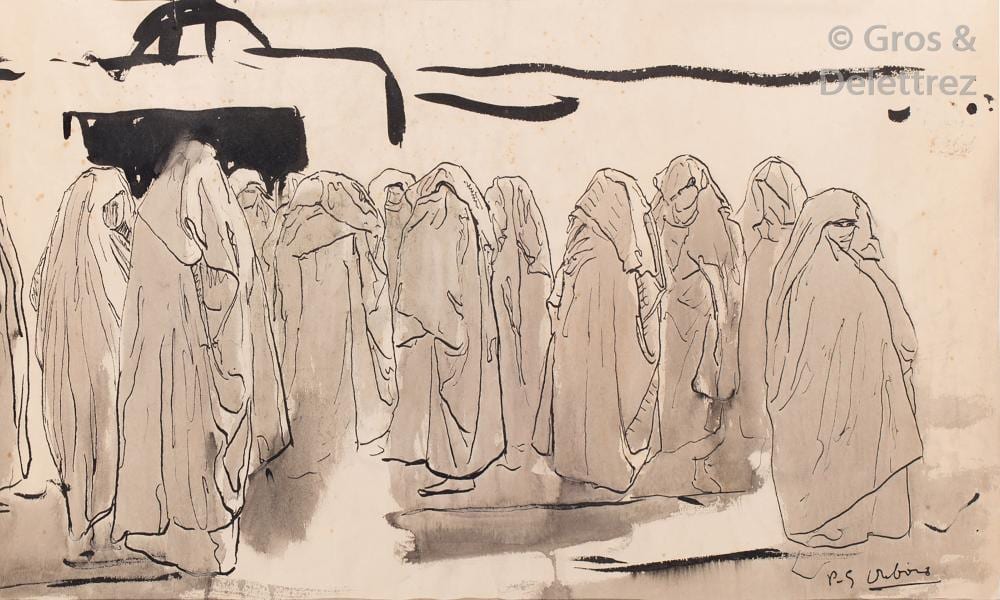 Paul-Elie Dubois comparable auction result: paul elie dubois 1886 1949 r union de femmes devant la mosqu e
