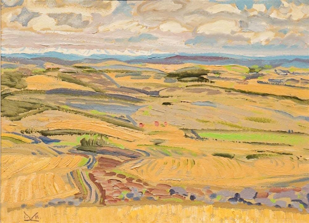 Illingworth Holey Kerr comparable auction result: illingworth holey kerr canadian 1905 1989 range country west of nanton alberta 1971 oil on board 12 x 16 1 4 in