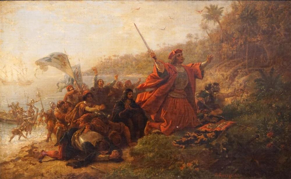 Emanuel Gottlieb Leutze comparable auction result: emanuel gottlieb leutze american 1816 1868 columbus 1863 oil on canvas 24 1 2 x 39 1 2 in
