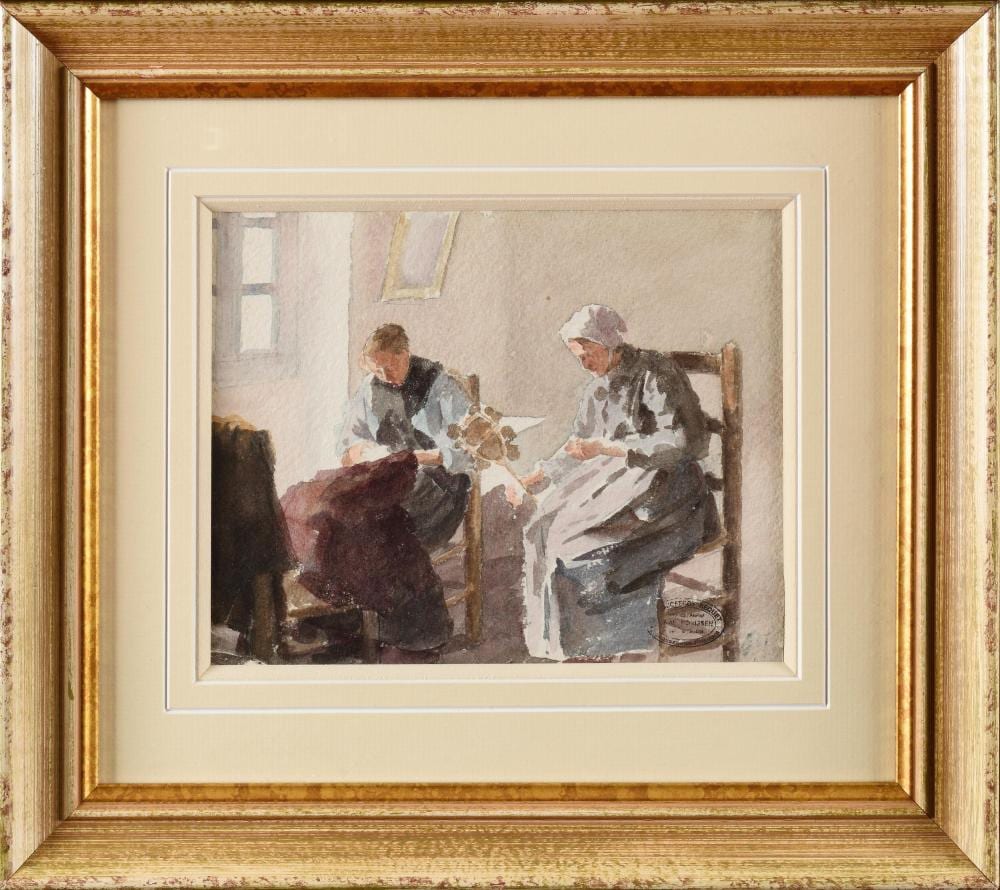 Louis Joseph Anthonissen comparable auction result: louis joseph anthonissen 1849 1913 la couture aquarelle cachet de la vent
