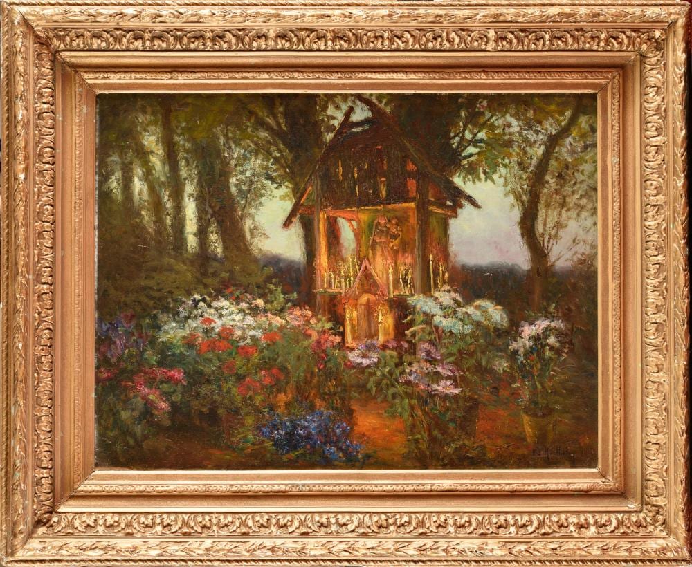 François Richard de Montholon comparable auction result: fran ois richard de montholon 1856 1940 chapelle ardente huile sur toile