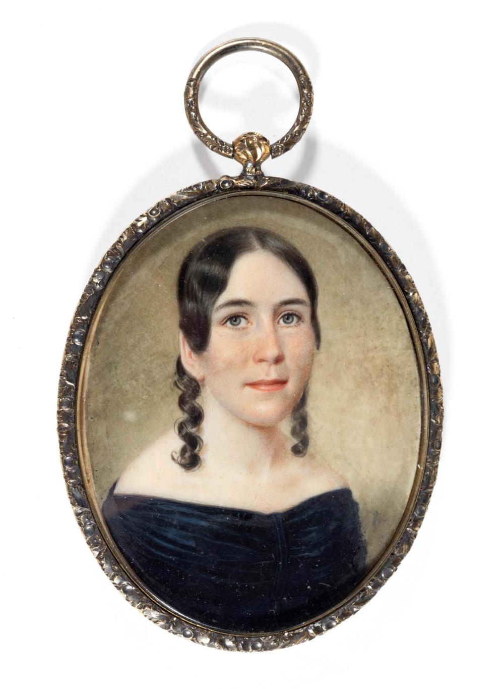 john wood dodge american 1807 1893 miniature portrait of susan mcfarland white sulphur springs virginia · Jeffrey S. Evans & Associates · 2019-06-22 John Wood Dodge comparable auction result: john wood dodge american 1807 1893 miniature portrait of susan mcfarland white sulphur springs virginia