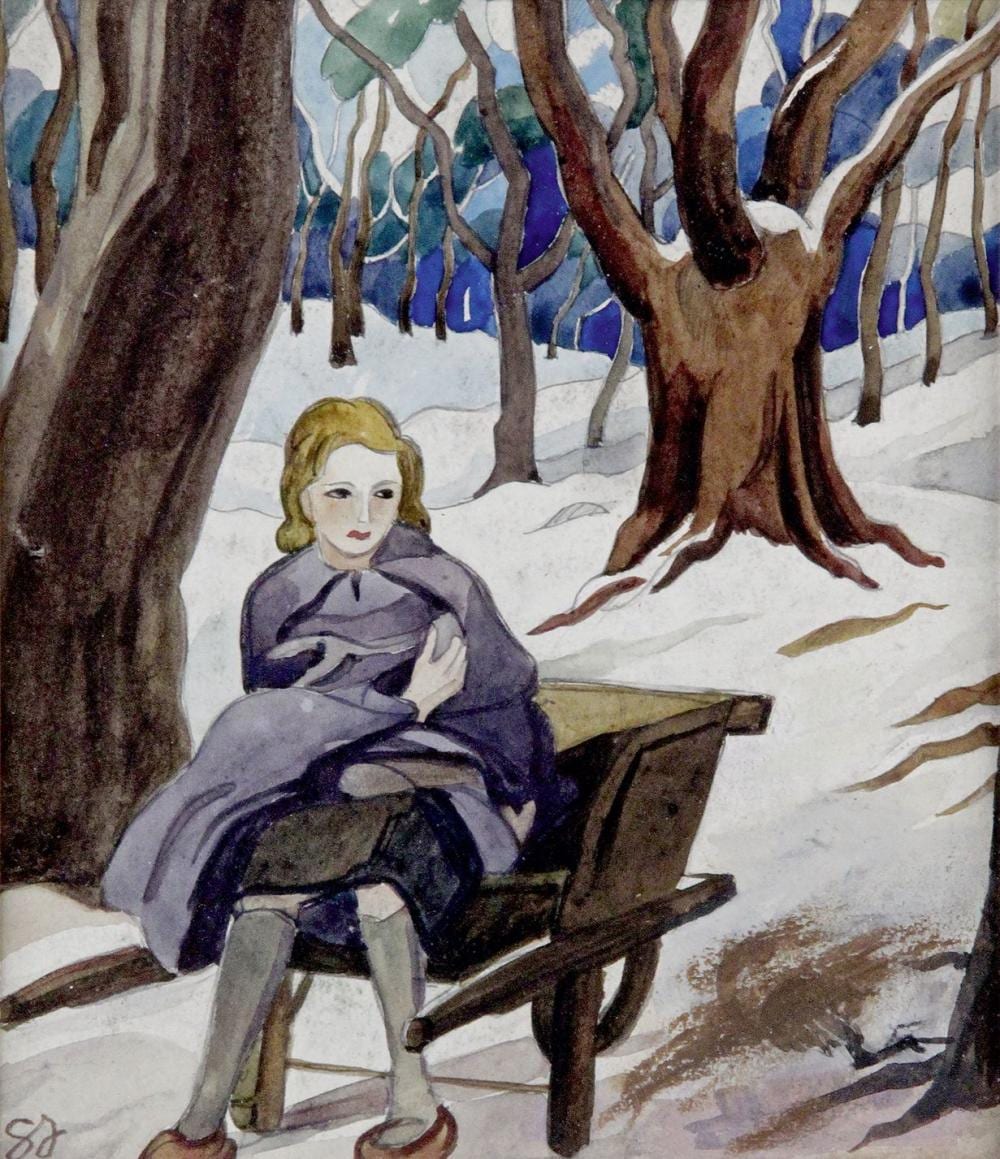 Georges Joubin comparable auction result: georges joubin 1888 1983 jeune fille dans la for t sous la neige aqu