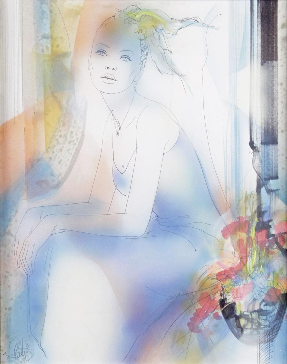 Jean-Baptiste Valadié comparable auction result: jean baptiste valadi n en 1933 jeune femme assise huile sur toile
