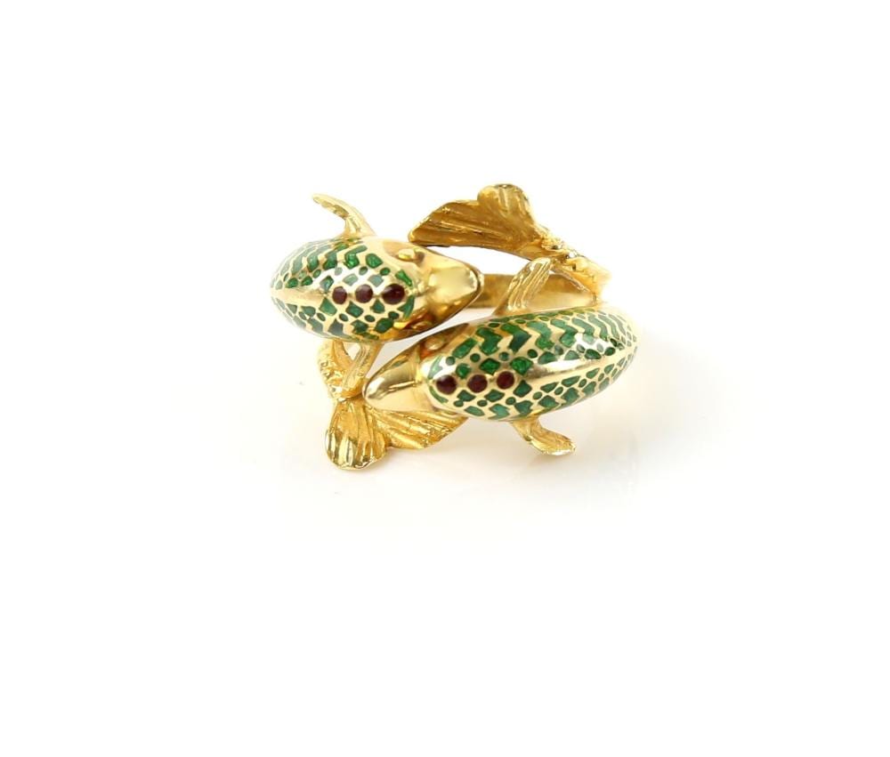 F. Gold comparable auction result: continental gold and enamel ring modelled as two f