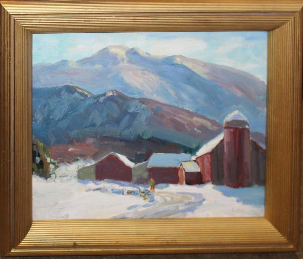 Thomas R Curtin comparable auction result: thomas r curtin vt 1899 1977 winter landscape with barn