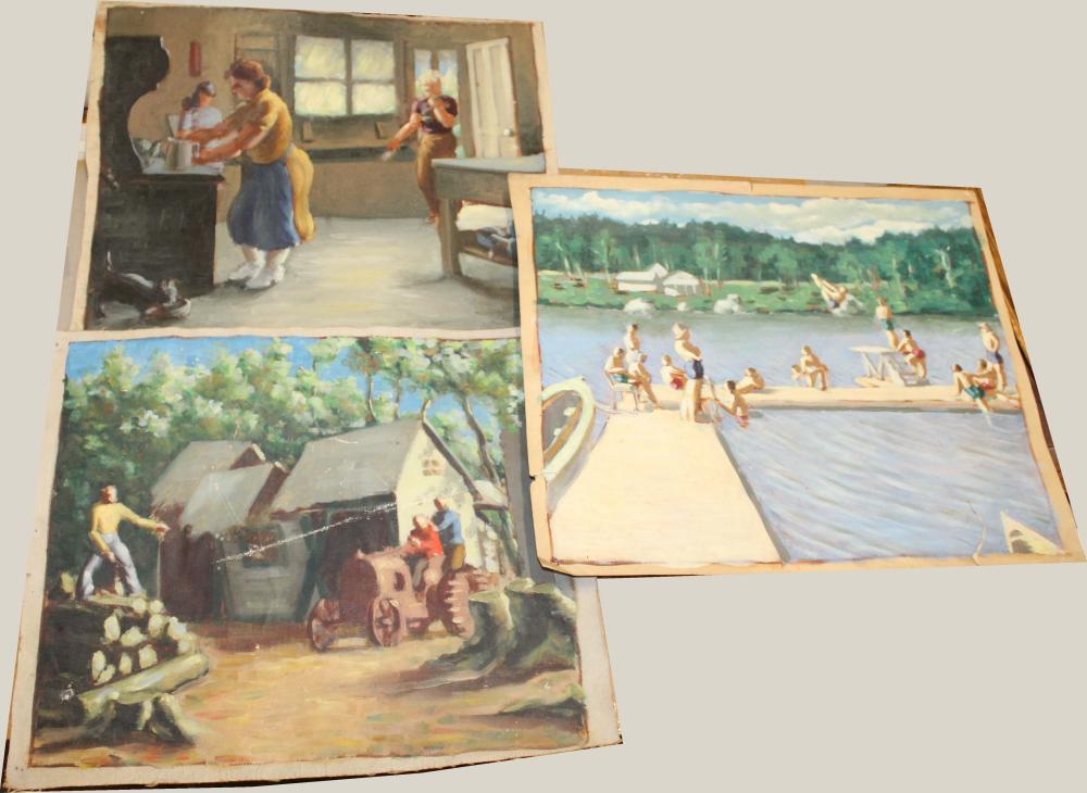 three unsigned oil paintings · Merrill's Auctioneers & Appraisers · 2019-06-21 Carrol N Jones comparable auction result: three unsigned oil paintings