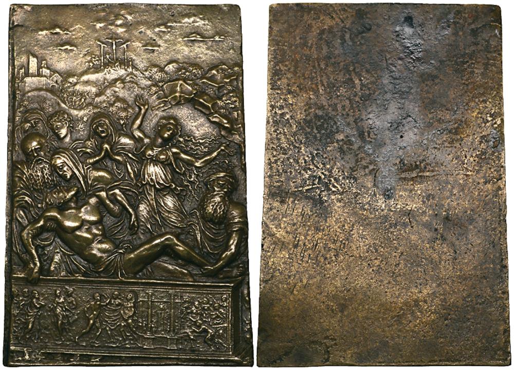 Moderno comparable auction result: moderno the entombment bronze plaquette late 15th century christ s body lowered into the sarcoph