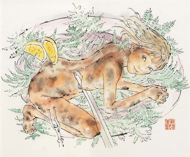 Aida Makoto comparable auction result: makoto aida n en 1965 roast mimi 2001 aquarelle sur papier sign e e