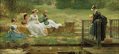 George Dunlop Leslie comparable auction result: george dunlop leslie 1835 1921 fortunes oil on canvas 44 x 96 in 112 4 x 243 8 cm