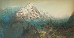 Arthur Croft comparable auction result: arthur croft british 1828 died circa 1893 eiger mittellegi ridge wellhorn and wetterhorn seen from rosenlaui a pair each 30 5 x 57 2cm 12 x 22 1 2in 2