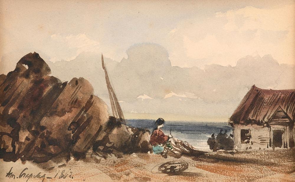 Louis-Amable Crapelet comparable auction result: louis amable crapelet 1822 1867 paire d aquarelle marines
