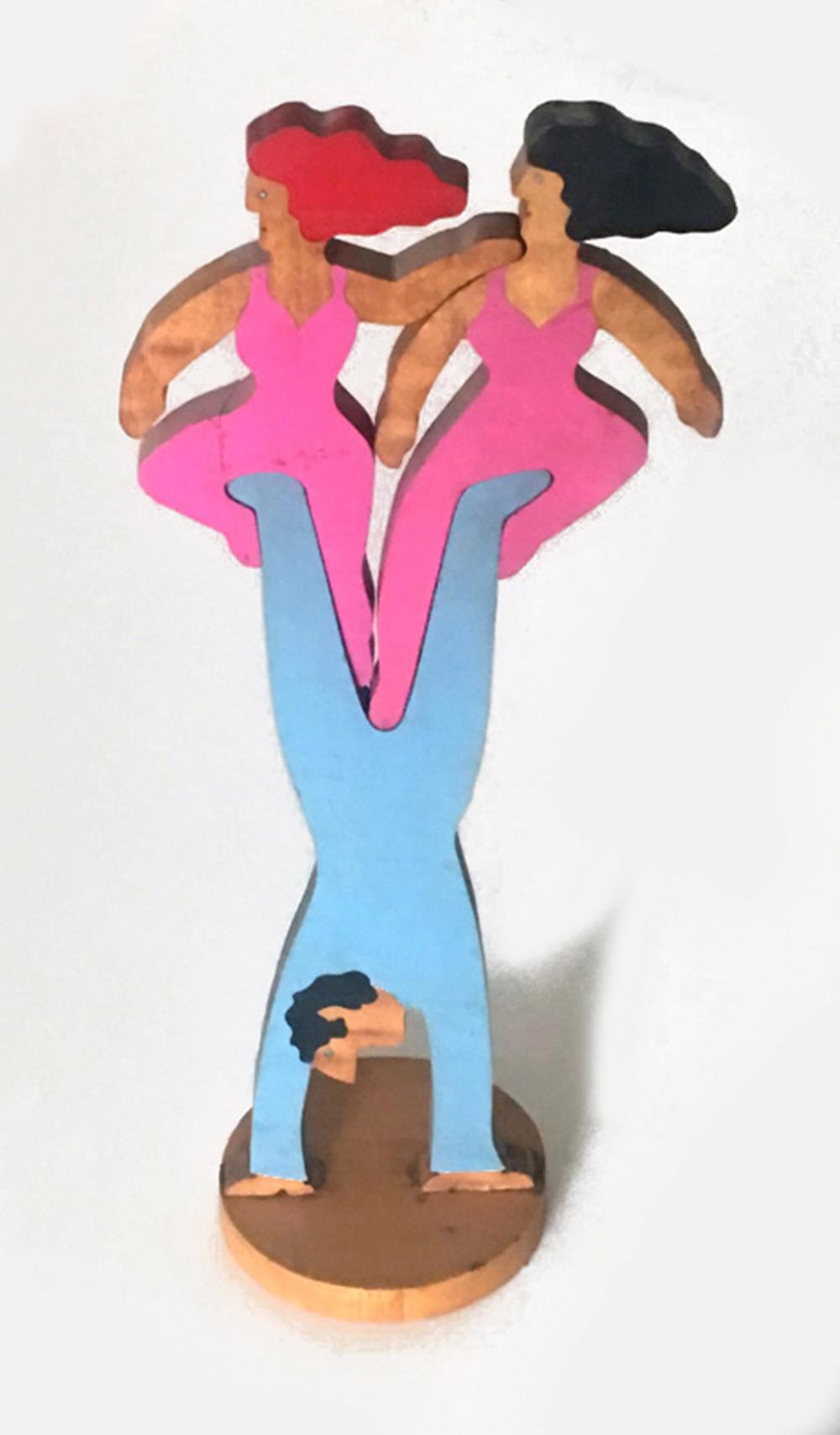 William Accorsi comparable auction result: william accorsi three acrobats 3 piece wood puzzle sculpture
