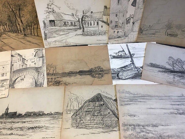 Jacob Rosseels comparable auction result: jacques rosseels 1828 1912 lot of drawings 12
