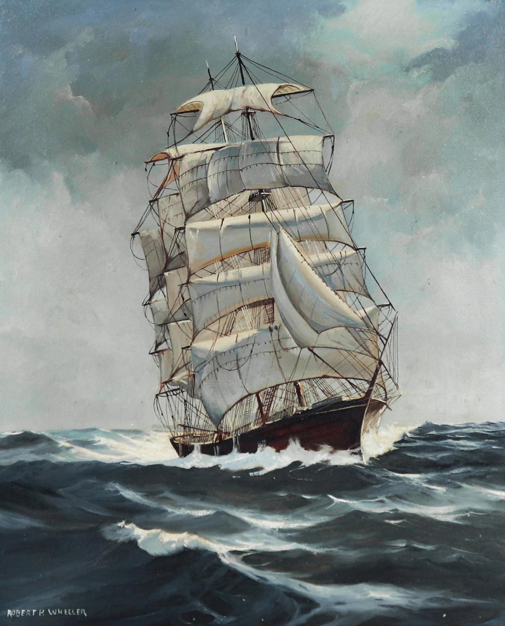 Robert Wheeler comparable auction result: robert wheeler clipper ship painting