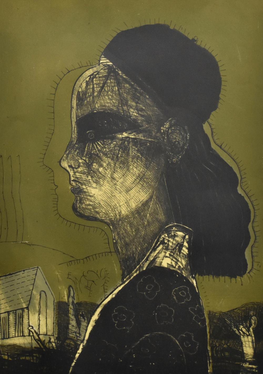 Gonzalo Cienfuegos comparable auction result: gonzalo cienfuegos mujer verde lithograph