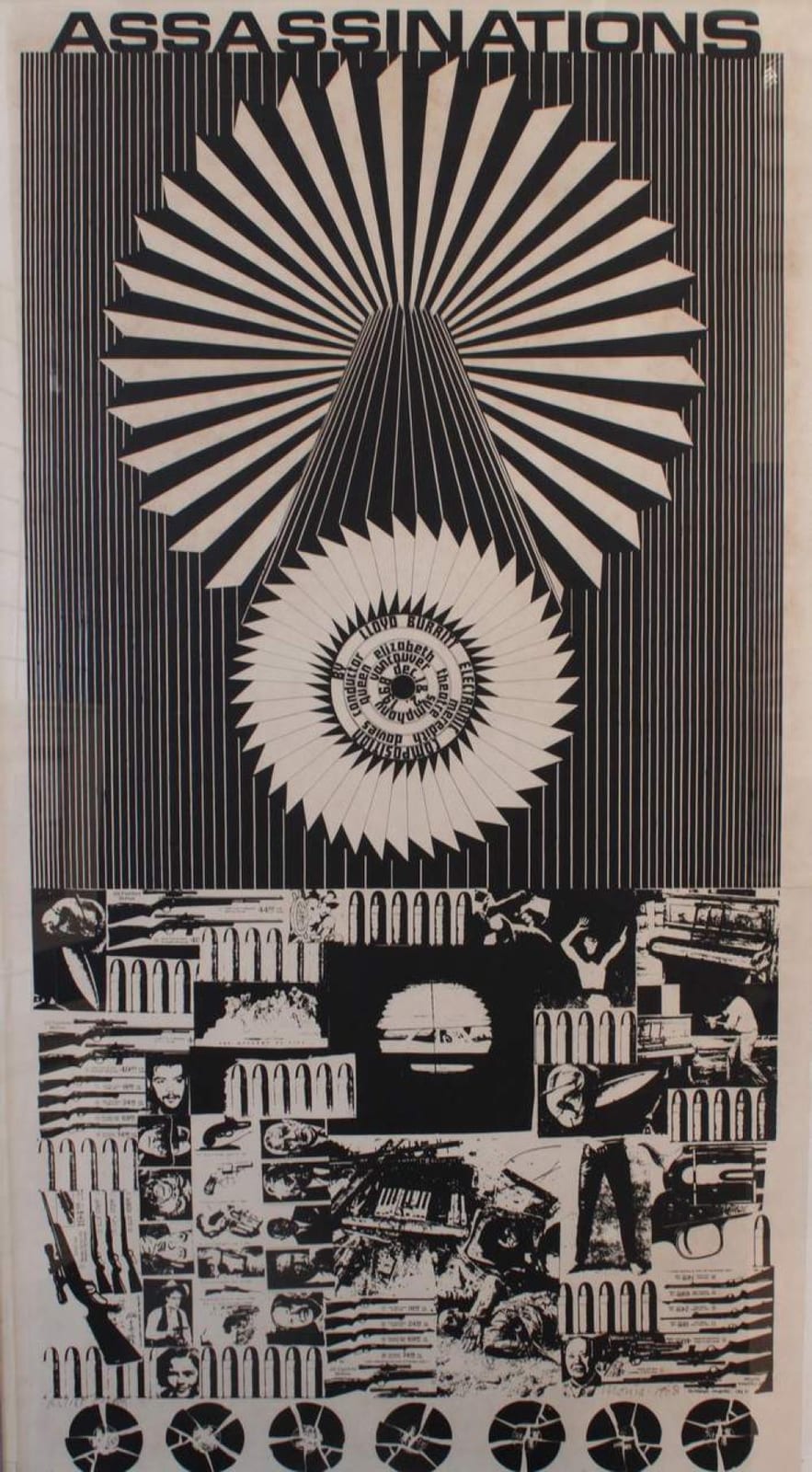 Michael William Morris, Canadian (1942- ), Assassinations, poster, 49 x 26 1/4 in. (124.5 x 66.5 cm) sold by Maynards Fine Art & Antiques, lot 166 — auction record photograph