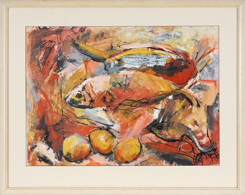 Val Landa comparable auction result: val landa 1940 out of the frying pan 53 5 x 74cm frame 76 x 94 5cm