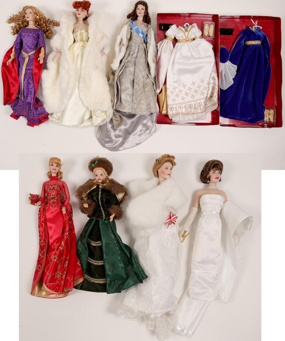 Dolls (2 Barbies, & 5 Dolls on Stands & Wardrobe)) (106015) sold by Holabird Western Americana, lot 1678 — auction record photograph