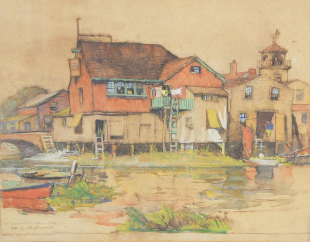 William James Aylward comparable auction result: william james aylward american 1875 1956 watercolor houses near water signed lower right w j aylward inscribed lower right
