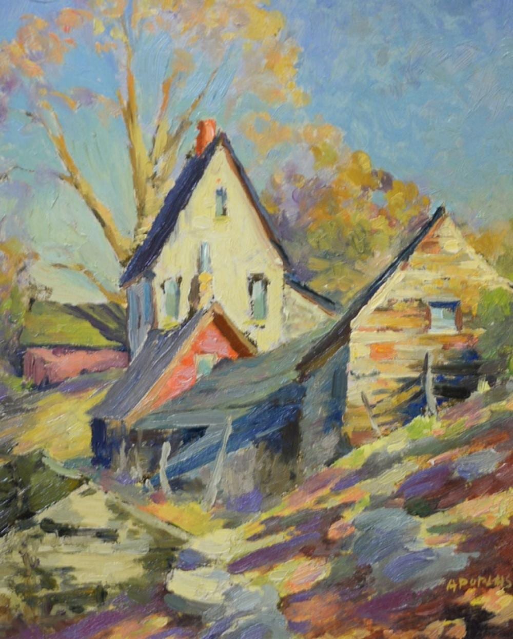 Alex Poplaski comparable auction result: alex poplaski 1906 1988 oil on board farmhouse landscape signed lower right a poplaski 10 x 8