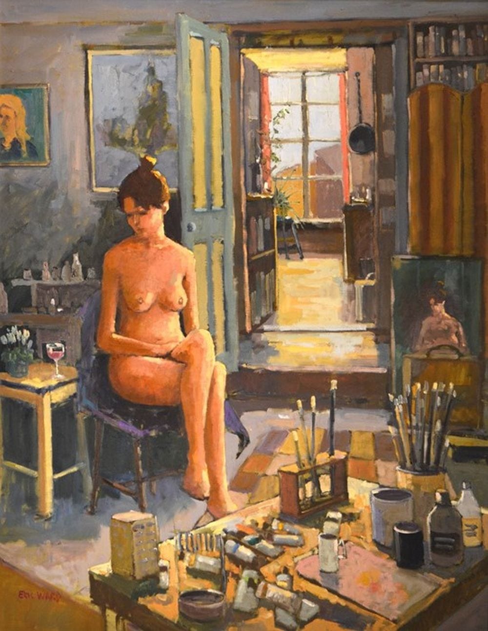 eric ward b 1945 nude in the artist s studio oil on canvas signed 72cm x 92cm framed · Kinghams Auctioneers · 2019-07-12 Eric Ward comparable auction result: eric ward b 1945 nude in the artist s studio oil on canvas signed 72cm x 92cm framed
