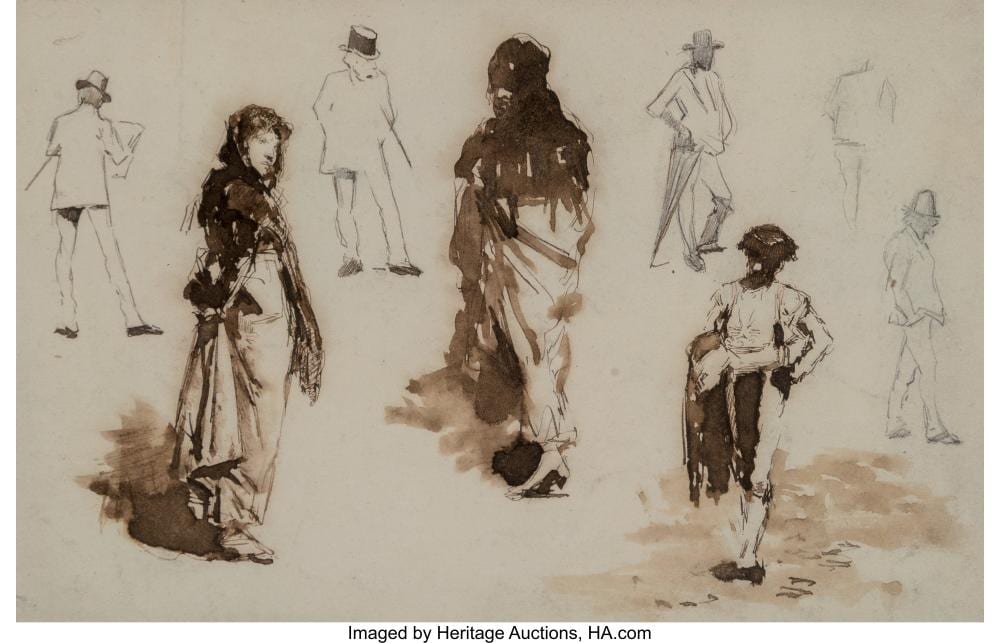 José García y Ramos comparable auction result: jos garc a y ramos spanish 1852 1912 group of three drawings ink on paper t