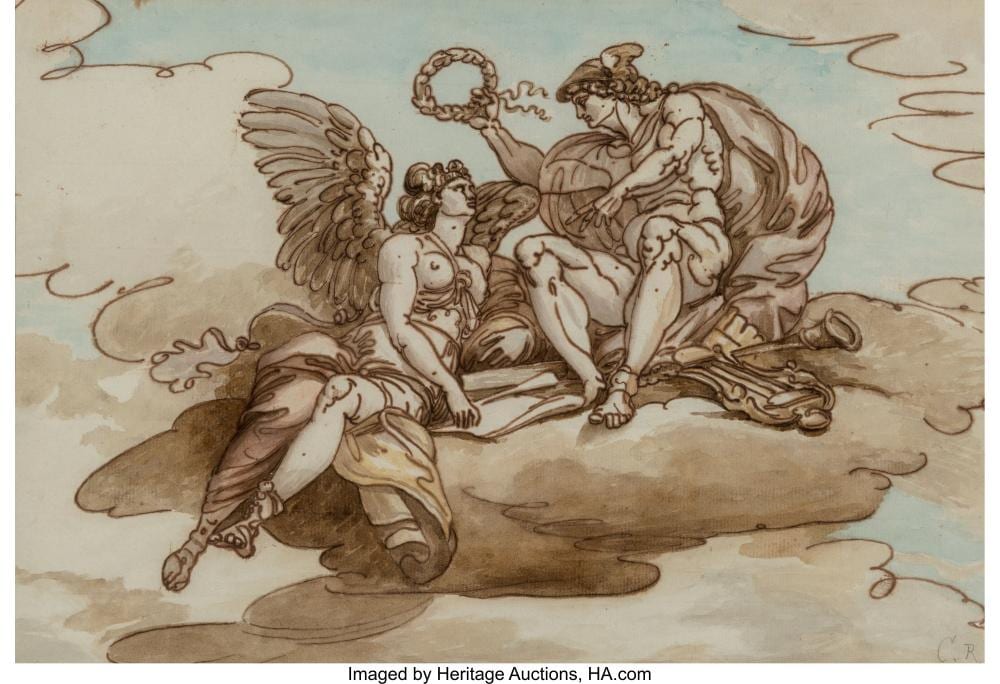 Giuseppe Cades comparable auction result: giuseppe cades italian 1750 1799 mercury crowning victory and design for a de