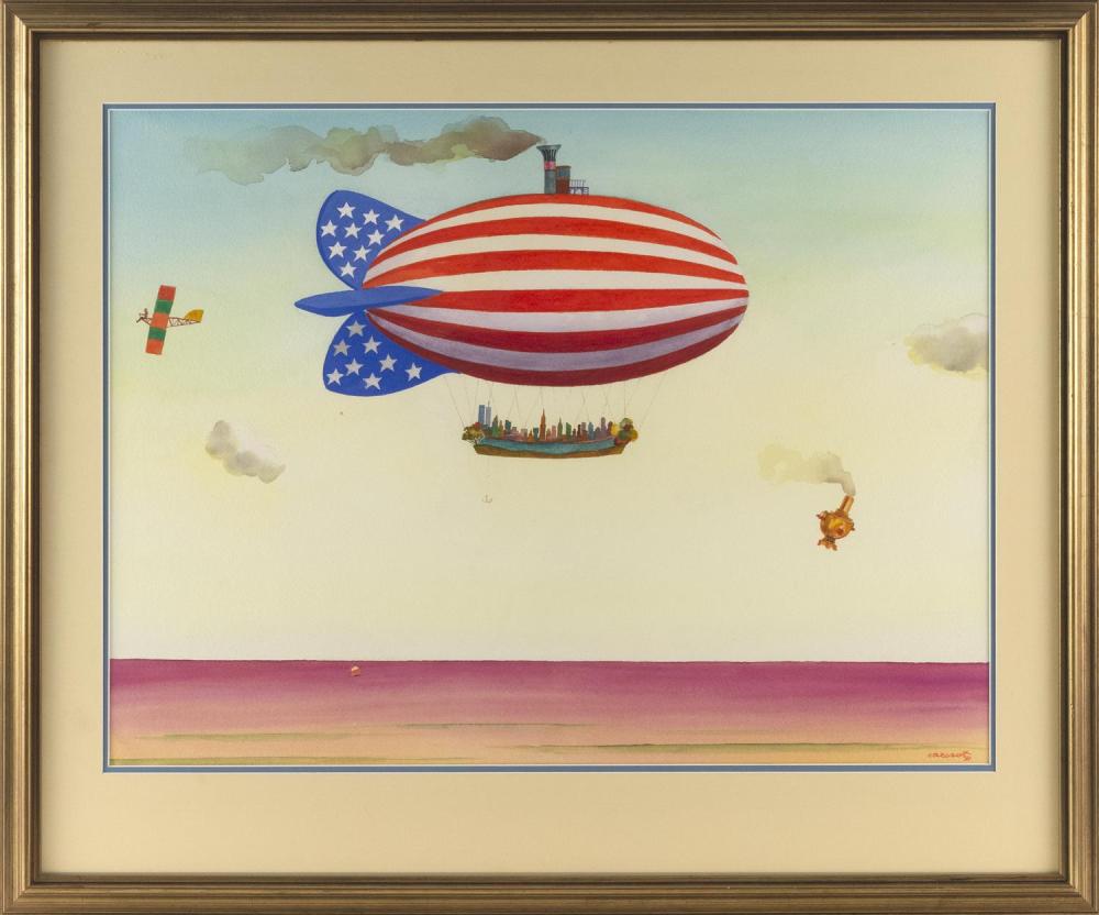 Andrzej Czeczot comparable auction result: andrzej czeczot poland 1933 2012 patriotic hot air balloon watercolor on paper 20 75 x 28 sight framed 29 x 35