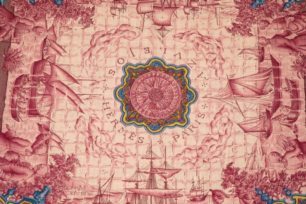 Carel Dankmeyer comparable auction result: hermes 90cm cashmere scarf azulejos pattern designed by ca