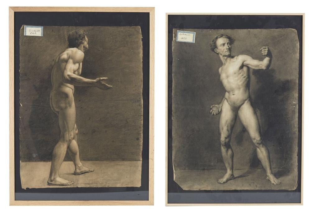 Eugène (1806) Giraud comparable auction result: eug ne giraud 1806 1881 anagramme de rigaud deux nus acad miques dessin 60 x 44 cm
