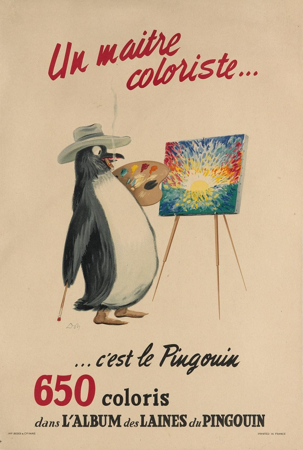 Jean Don comparable auction result: jean don 1900 1985 un maitre coloriste c est le pingouin circa 1949 23x15 inches 59x40 cm bedos cie paris