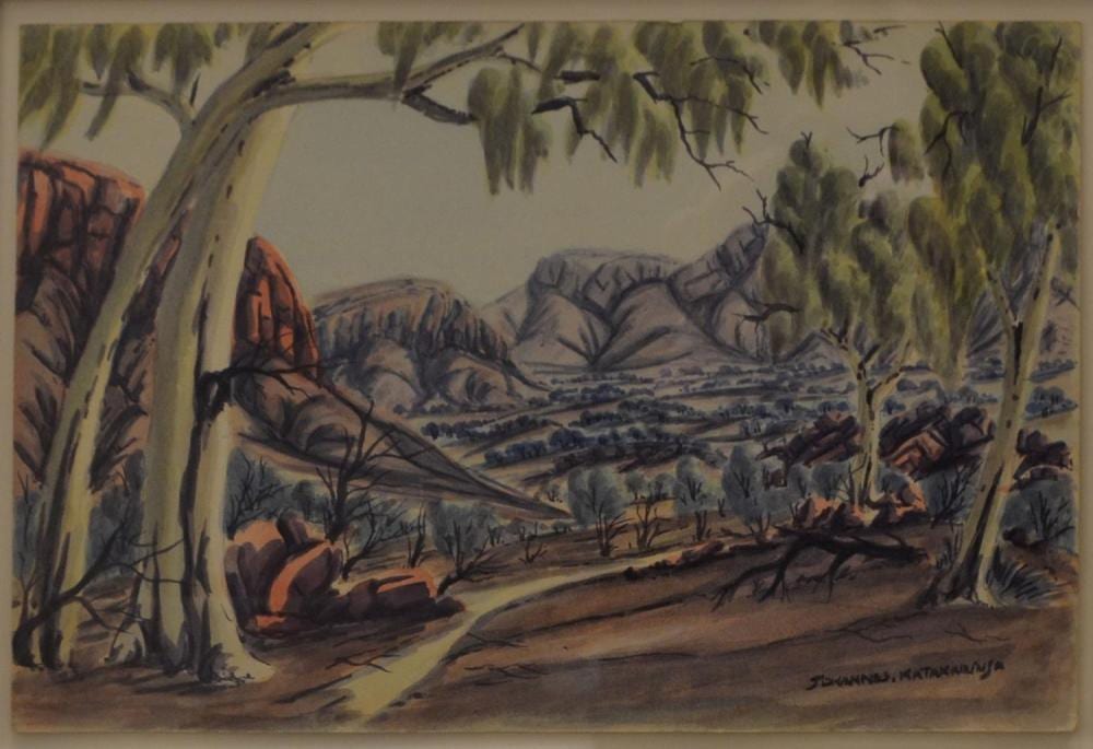 Johannes Katakarinja comparable auction result: johannes katakarinja macdonnell ranges watercolour 25 x 38cm