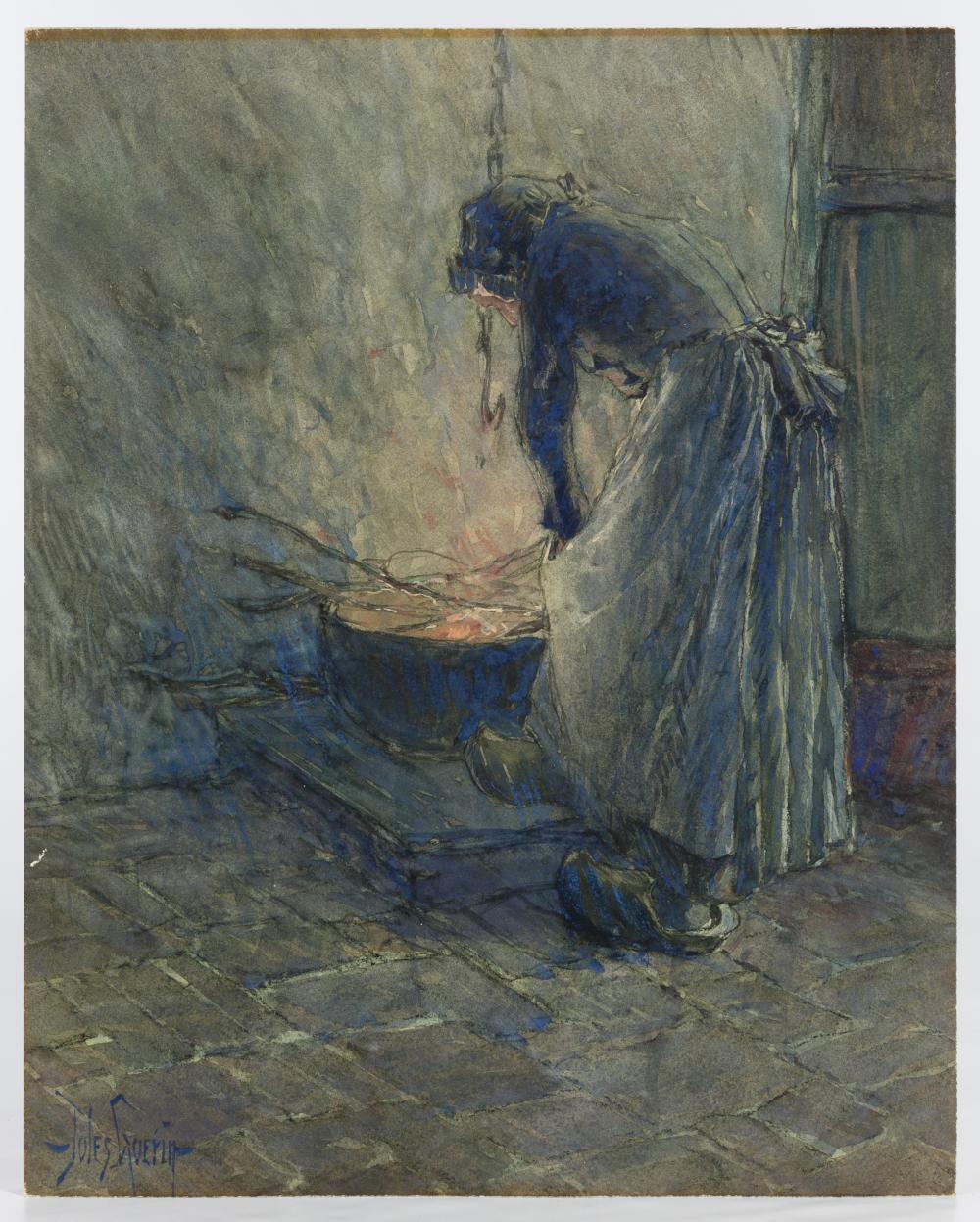 Jules Guérin comparable auction result: jules guerin american 1866 1946 woman at cauldron gouache on paper