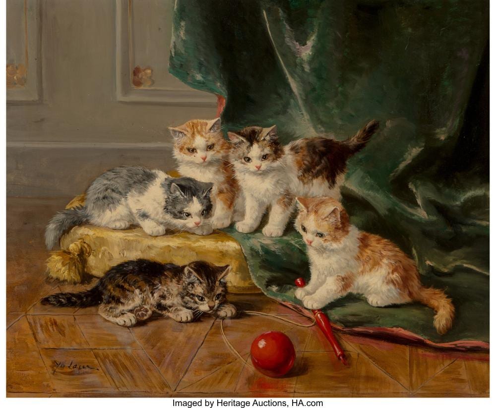 Yo Laur comparable auction result: marie yvonne laur french 1879 1969 kittens oil on canvas 24 x 29 inches 61 0