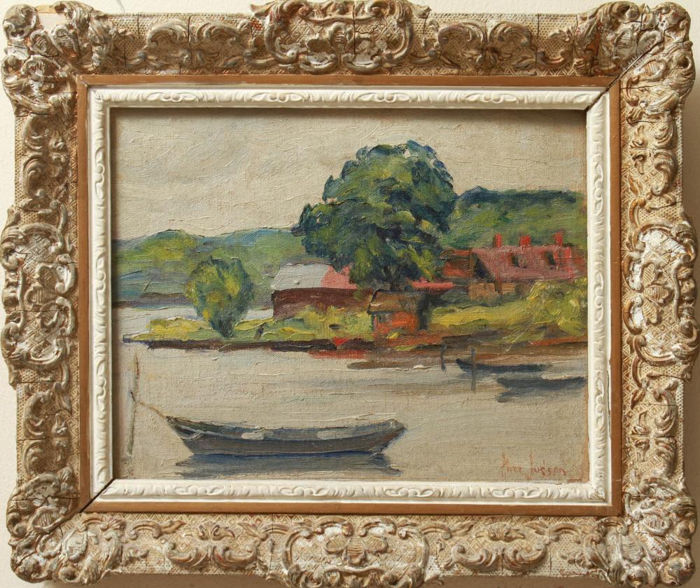 Alice Judson comparable auction result: alice judson landscape with boat oil on board