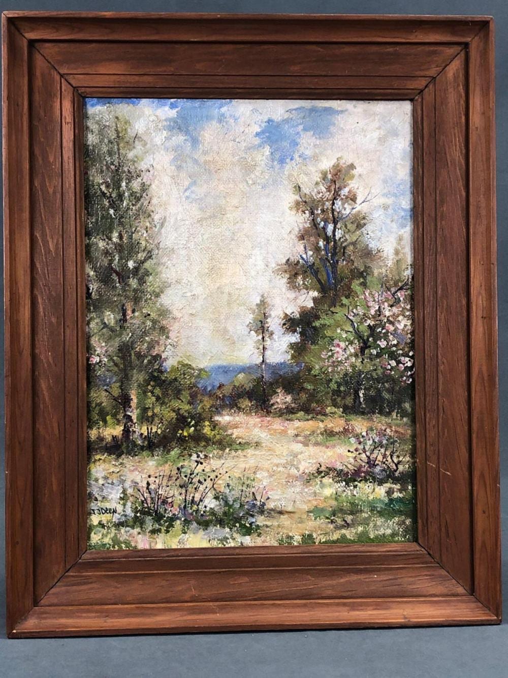 Ira J Deen comparable auction result: ira j deen forest landscape oil on board