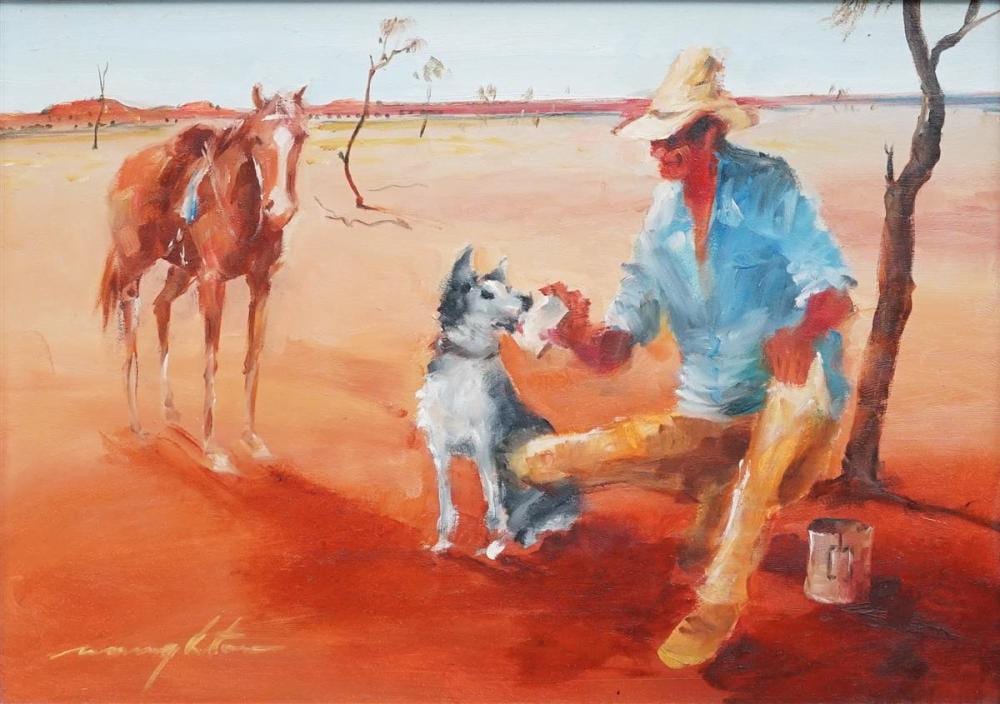 Keith Naughton comparable auction result: keith naughton 1925 on the claypan 24 x 33 5cm