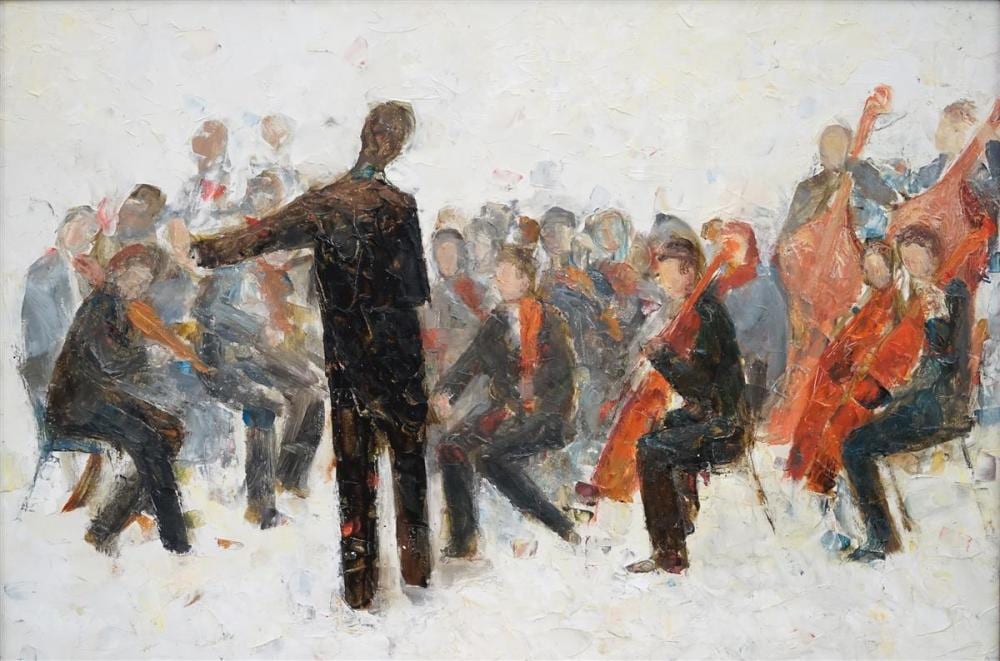 Hana Juskovic comparable auction result: hana juskovic musicians 43 x 63cm