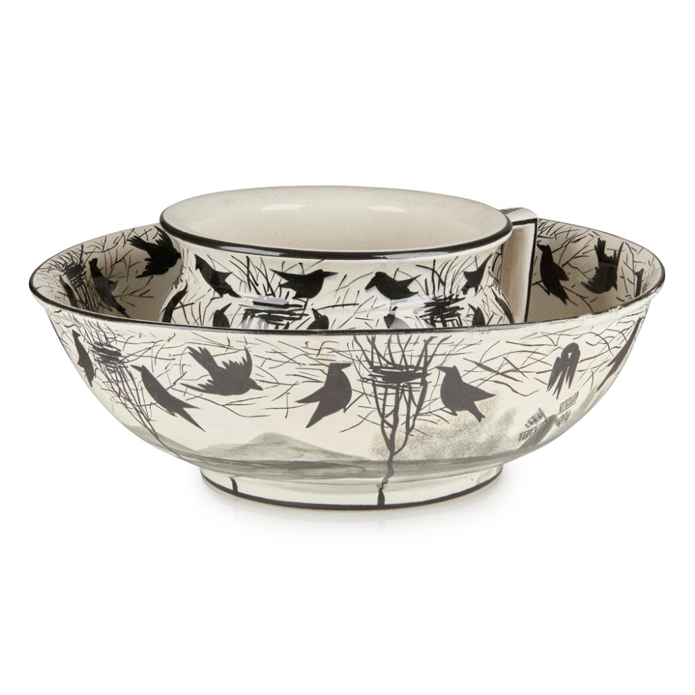 A WEMYSS WARE 'EARLSHALL' CHAMBER POT AND BASIN EARLY 20TH CENTURY Chamber pot 22cm diameter; Basin 39cm diameter sold by Lyon & Turnbull, lot 184 — auction record photograph