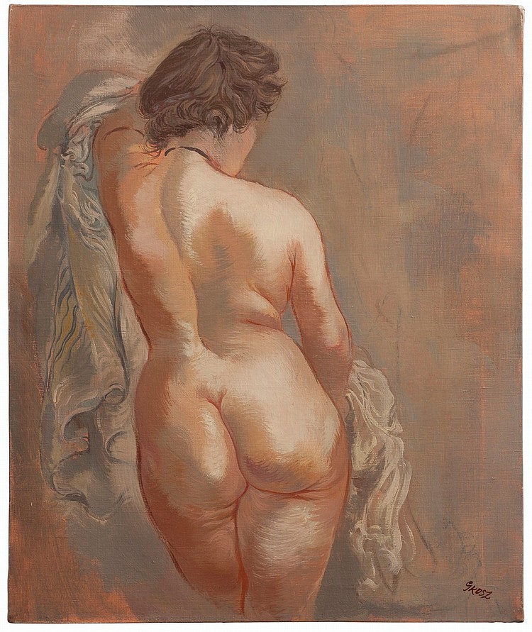 George Grosz (German, 1893–1959) Weiblicher akt oil on canvas 23 ¾ x 19 5/8 in. (60.3 x 49.8 cm.) sold by Christie's, lot 10 — auction record photograph
