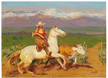 Benito Rebolledo Correa comparable auction result: benito rebolledo correa chilean 1881 1964 el huaso oil on canvas 17 x 27 in 43 8 x 70 5 cm