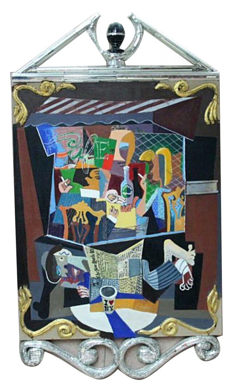 Loren Munk comparable auction result: loren munk 1951 ritzcafe huile sur toile et techniques mixtes feuilles d