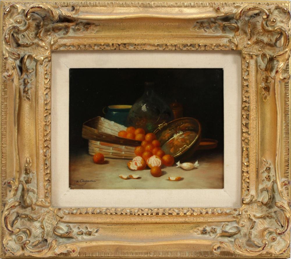 R. Caspers comparable auction result: r caspers oil on board still life