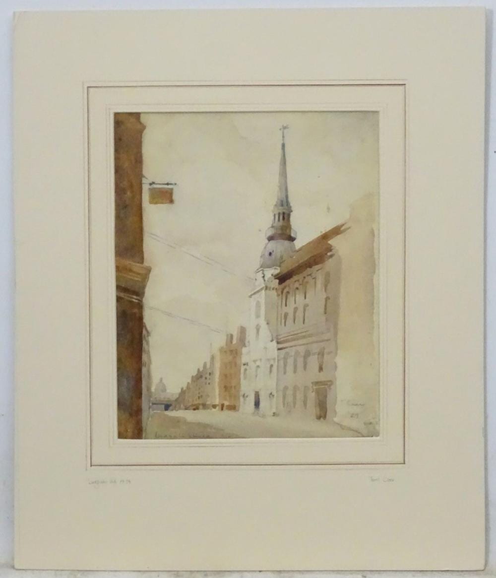 Thomas (1909) Carr comparable auction result: tom carr 1929 pencil and watercolour ludgate hill near fleet street s