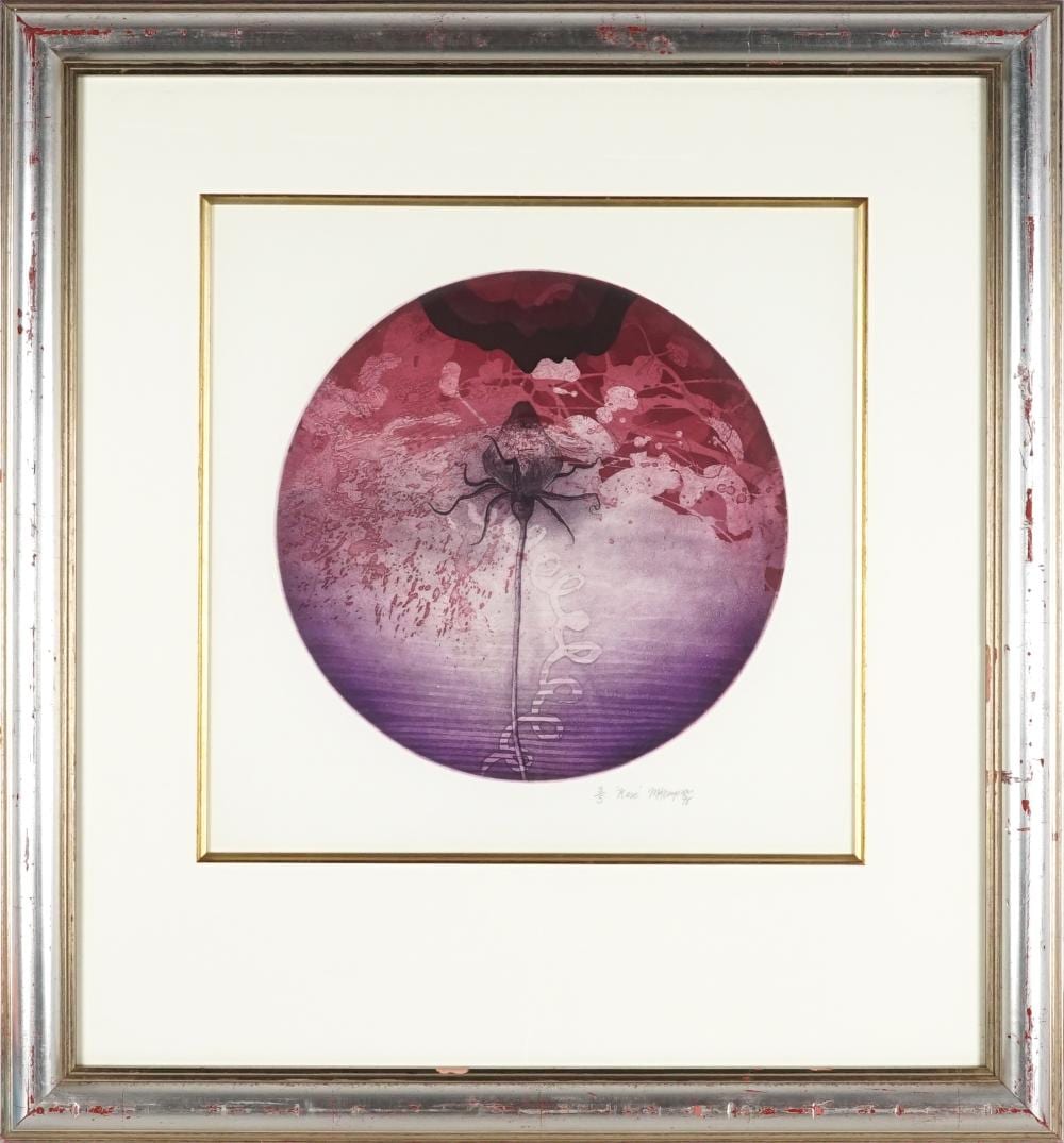 Michael Kempson comparable auction result: michael kempson 1961 red rose 1998 etching ed 3 5 47 x 47cm signed and dated lower right