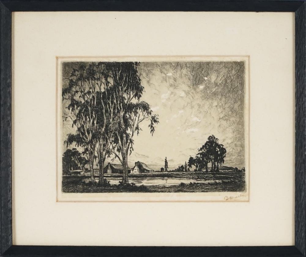 Alfred Warner comparable auction result: alfred warner 1879 1968 country scene with cottage drypoint etching 14 x 19cm signed g marler lower right