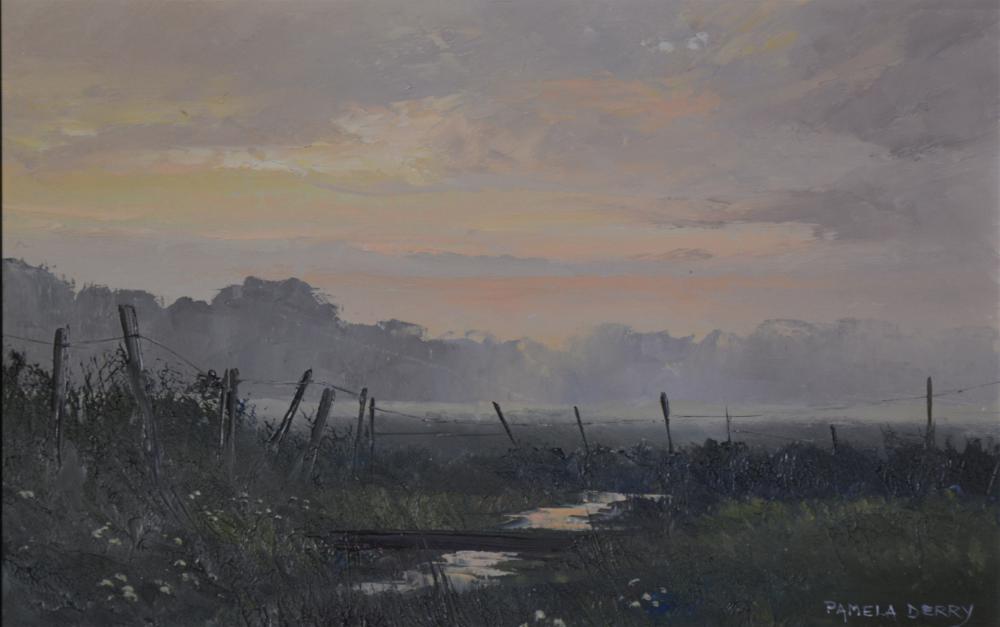 Pamela Derry comparable auction result: pamela derry a walk before breakfast oil on board 23cm x 35 5cm togethe