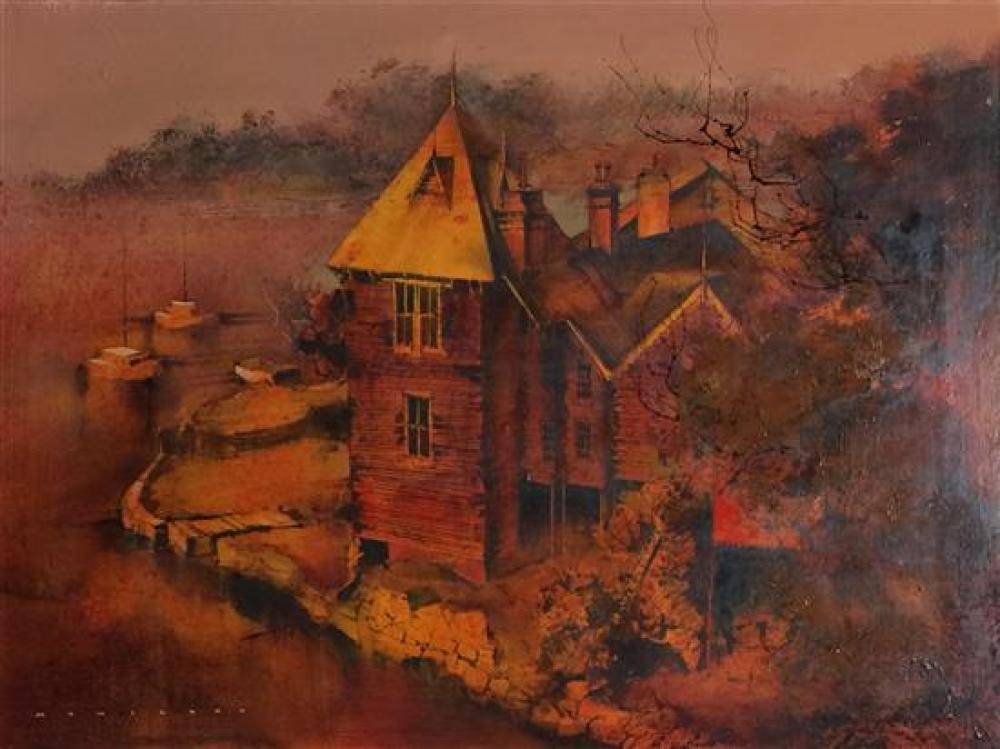 Alex McMillan comparable auction result: alex mcmillan 1910 1987 figtree house hunters hill pen ink wash varnished